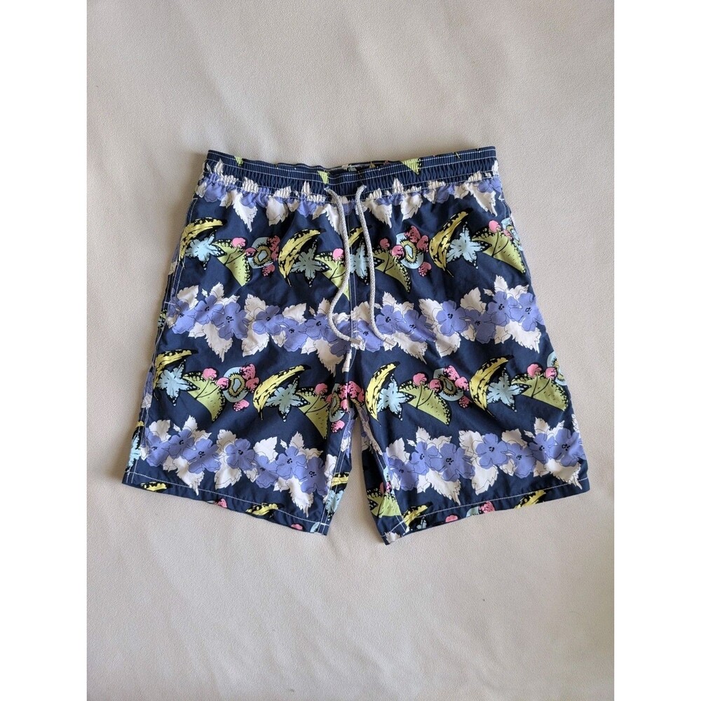 Vilebrequin Mens Swim Trunks XL Floral Print Tropical Fruit Retro Surf Beach Lei
